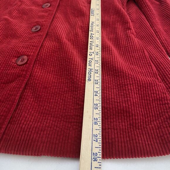 J Jill Corduroy Red Corduroy Chore Barn Shirt Jacket Women's Small Pockets - Picture 14 of 14